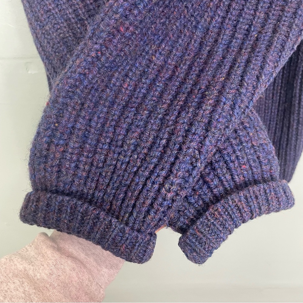 Rosmuc Knitwear Ireland Wool Sweater Cardigan Chunky Knit Button Down Purple - Picture 6 of 9